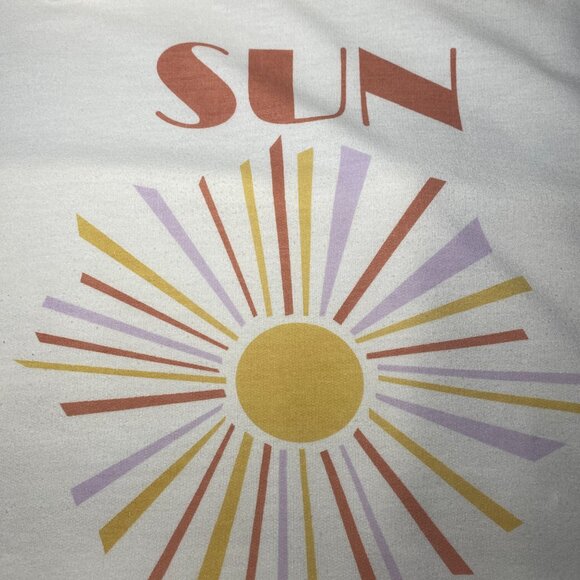 Hiatus Sun Daze Tee Shirt Womens MP Beige Rust Yellow Lavender Graphic Boho EUC - Picture 8 of 8